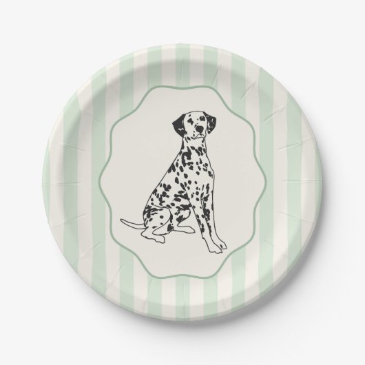 Sage Green Stripes en Zwarte Dalmatische Hond Papieren Bordje (Voorkant)