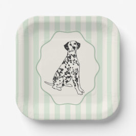 Sage Green Stripes en Zwarte Dalmatische Hond Papieren Bordje