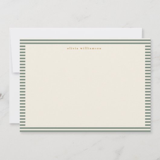  Sage Green Stripes Gepersonaliseerde Kerst Bedankkaart (Voorkant)