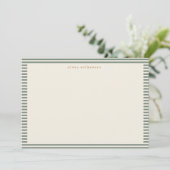  Sage Green Stripes Gepersonaliseerde Kerst Bedankkaart (Staand voorkant)
