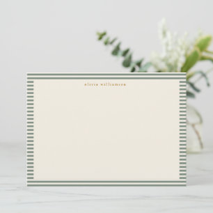  Sage Green Stripes Gepersonaliseerde Kerst Bedankkaart