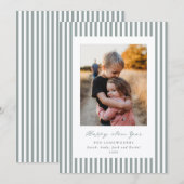Sage Green Stripes Happy New Year Flat Photo Feestdagenkaart (Voorkant / Achterkant)
