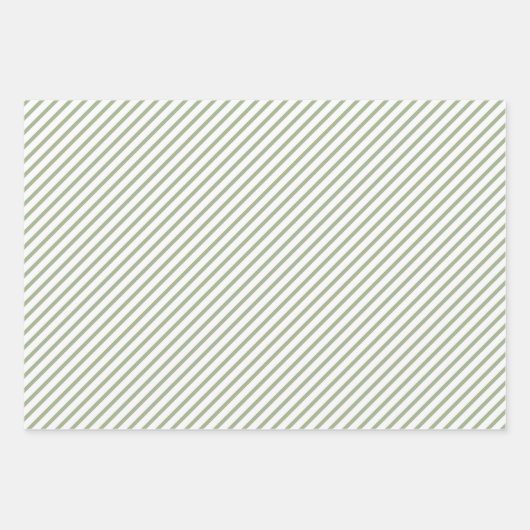 Sage Green Stripes Pattern Inpakpapier Vel (Voorkant 3)