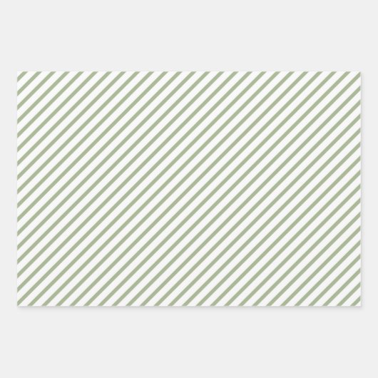 Sage Green Stripes Pattern Inpakpapier Vel (Voorkant 2)