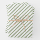 Sage Green Stripes Pattern Inpakpapier Vel (In situ)