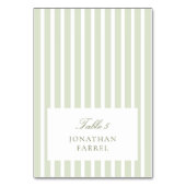 Sage Green Stripes Place Cards Kaart (Voorkant)