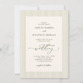 Sage Green Stripes Wedding Invitation Kaart (Voorkant)