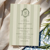 Sage Green Stripes Wedding Kaart