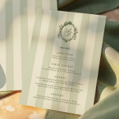 Sage Green Stripes Wedding Menu