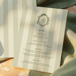 Sage Green Stripes Wedding Menu