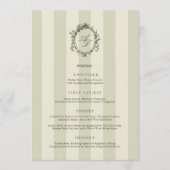 Sage Green Stripes Wedding Menu (Voorkant)