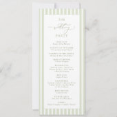 Sage Green Stripes Wedding Program Kaart (Achterkant)