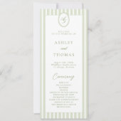 Sage Green Stripes Wedding Program Kaart (Voorkant)