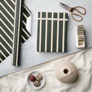 Sage Green Stripes Wrapping Paper Cadeaupapier
