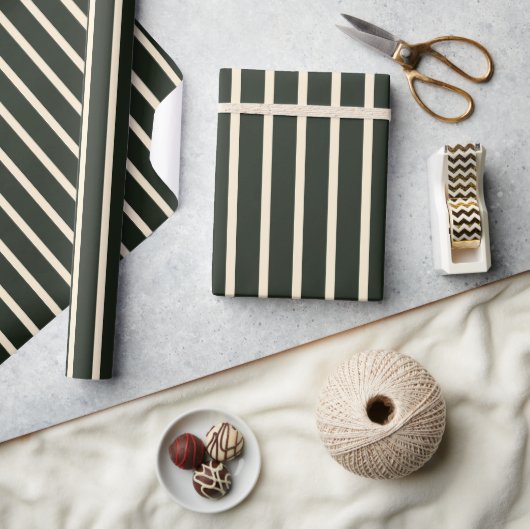 Sage Green Stripes Wrapping Paper Cadeaupapier (Crafts)