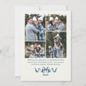 Sage Green Stripped Blue Bow Christmas 5 Photo Feestdagenkaart (Achterkant)