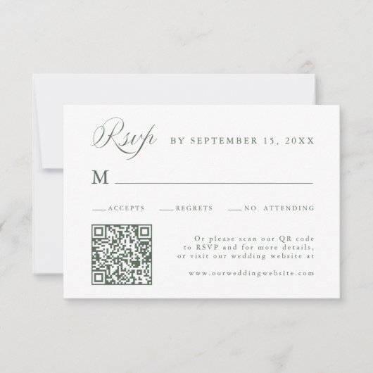 Sage Green Stylish Calligraphy Script Wedding RSVP (Voorkant)