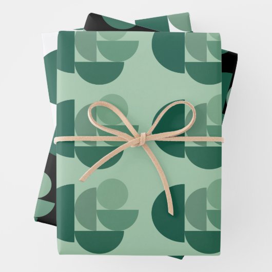 Sage Green Stylish Geometric Shaptern Pattern Inpakpapier Vel (In situ)