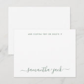 Sage Green Stylish Script Elegant minimalist Notitiekaartje (Voorkant / Achterkant)