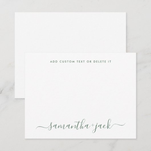 Sage Green Stylish Script Elegant minimalist Notitiekaartje (Voorkant / Achterkant)