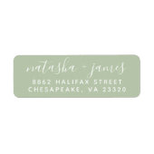 Sage Green Stylish Script Weduwadres Rendement Etiket (Voorkant)