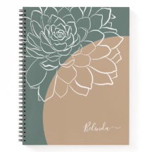 Sage Green Succulent Personalized Notitieboek