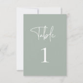 Sage Green Table Number Card Bedankkaart (Voorkant)
