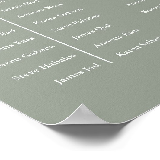 Sage Green Table Plan Wedding Seating Chart Poster (Hoek)
