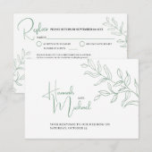 Sage green takmeel optie bruiloft RSVP Kaartje (Voorkant / Achterkant)