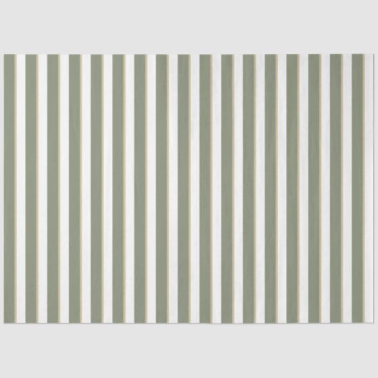 Sage Green Tan White Stripe Tissuepapier (Voorkant)