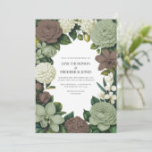 Sage Green, Taupe & Ivory Floral Wedding Kaart (Staand voorkant)