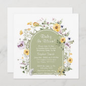 Sage Green Tea Party Baby in Bloom Baby shower Kaart (Voorkant / Achterkant)