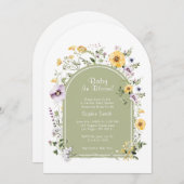 Sage Green Tea Party Baby in Bloom Baby shower Kaart (Voorkant / Achterkant)