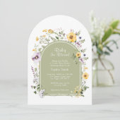 Sage Green Tea Party Baby in Bloom Baby shower Kaart (Staand voorkant)