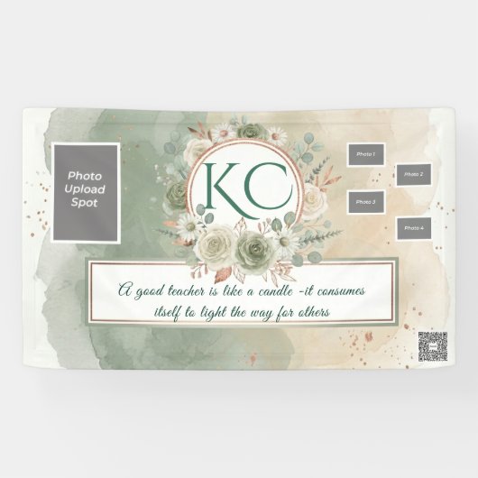 Sage Green Teacher Appreciation Photo Banner (Horizontaal)
