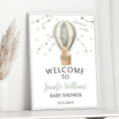 Sage Green Teddy Balloon Baby shower Welkomstbord Poster