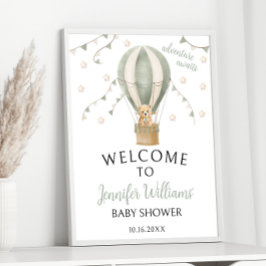 Sage Green Teddy Balloon Baby shower Welkomstbord Poster