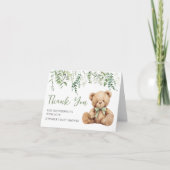 Sage Green Teddy Bear Baby shower Bedankt Kaarten (Voorkant)