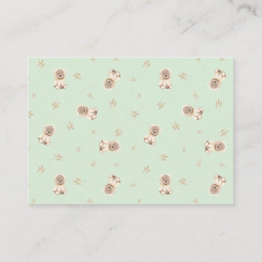 Sage Green Teddy Bear Baby shower Book Request Req Informatiekaartje (Achterkant)