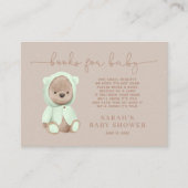 Sage Green Teddy Bear Baby shower Book Request Req Informatiekaartje (Voorkant)