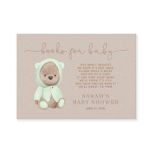 Sage Green Teddy Bear Baby shower Book Request Req