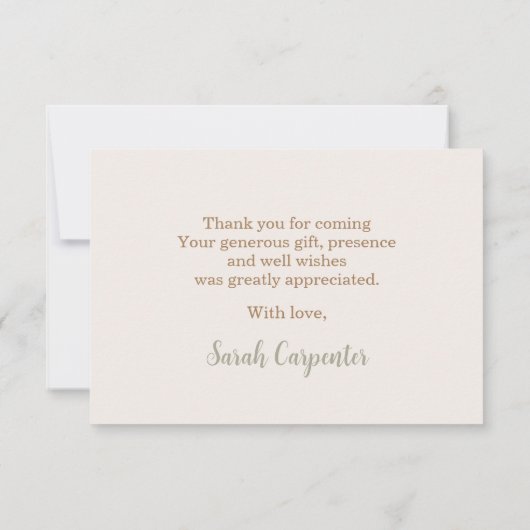 Sage Green Teddy Bear dank u Notitiekaartje (Achterkant)