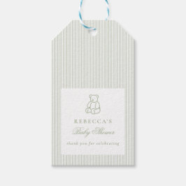 Sage Green Teddy Bear Preppy Elegant Baby shower Cadeaulabel