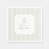 Sage Green Teddy Bear Preppy Elegant Baby shower Servet (Voorkant)
