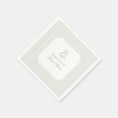 Sage Green Teddy Bear Preppy Elegant Baby shower Servet (Hoek)