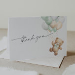 Sage Green Teddybeer We kunnen Barly Wachten Theme Bedankkaart<br><div class="desc">Laat uw gasten weten wat uw dankbaarheid is met PixeliaDesigns schattig Schattige Teddy Bear Gender Neutral Baby shower Thank You Card. Ontworpen met een charmante waterverf Teddy Bear versierd met een zoet salie groen lint, het legt perfect de vreugde van uw baby shower vast. Elke kaart meet 5, 6 x...</div>