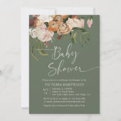 Sage Green Terracotta Boho Florals Baby shower Kaart (Voorkant)
