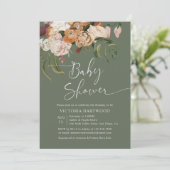 Sage Green Terracotta Boho Florals Baby shower Kaart (Staand voorkant)