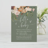 Sage Green Terracotta Herfst Florals Baby shower Kaart (Staand voorkant)