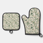 Sage Green Terrazzo Effect Keuken Ovenwant & Pannenlap Set (Voorkant)